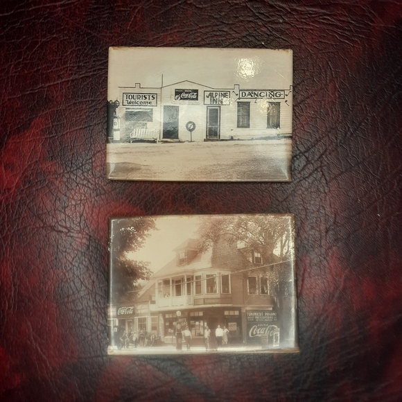Vtg Set {2} Coke Route 66 Magnet Set Sepia Coca Cola - Picture 1 of 16